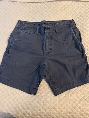 American Eagle Outfitters Men's Dark Navy Flat Front Shorts